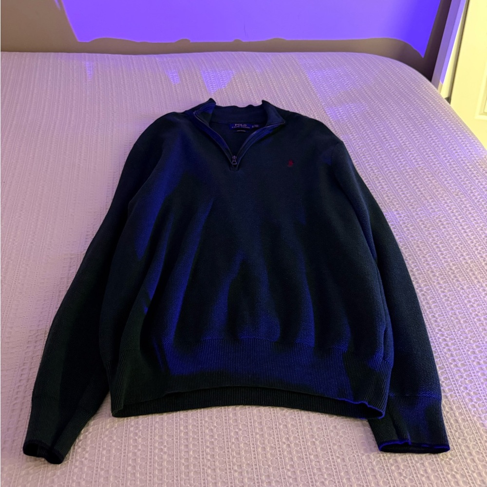 Polo Ralph Lauren Green Quarter-Zip Pima Cotton Sweater | Size XL